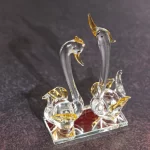 GlassWorld Glass Handicraft Swan Couple Beautiful Glass Home Decor Showpiece