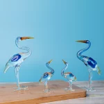 GlassWorld Glass Handicraft Swan Family Set of 4 Pieces Glass Home Decor