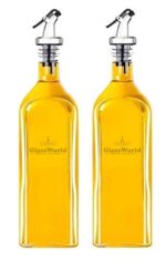 GlassWorld Glass Oil Dispenser 1000ml Bottle for Kitchen Metal Leak-Proof Cork Transparent Oil Pourer and Holder - Image 4