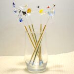 GlassWorld Handmade Glass Pen Made of Crystal Clear Glass with Birds Figurine Multicolor