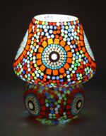 GlassWorld Mushroom Shaped Artisan Crafted Illumination Handmade Mosaic Glass Table Lamp Multicolour - Image 5