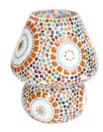 GlassWorld Mushroom Shaped Artisan Crafted Illumination Handmade Mosaic Glass Table Lamp Multicolour - Image 4