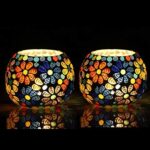 GlassWorld (Pack of 2) Glass Mosaic Tealight Candle Holder for Diwali Decor, Christmas Decor, Diwali Decoration - Image 2