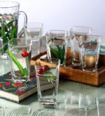 GlassWorld Plaza Heavy Sqaure Base Tall Bar Glass Water & Juice Glasses 250ml