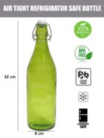 GlassWorld Premium Plain Colored Bottle Airtight & Leak Proof Swing Cap Glass Bottle with Stopper for Beverages Oil Soda Beer Juice Kombucha Milk, 1000ml Fridge Water Bottles - Image 3