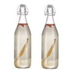 GlassWorld Premium Clear Glass Bottle Airtight & Leak Proof Swing Cap Glass Bottle with Stopper for Beverages Oil Soda Beer Juice Kombucha Milk, 1000ml Fridge Water Bottles - Image 5