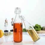 GlassWorld Premium Clear Glass Bottle Airtight & Leak Proof Swing Cap Glass Bottle with Stopper for Beverages Oil Soda Beer Juice Kombucha Milk, 1000ml Fridge Water Bottles