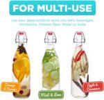 GlassWorld Premium Clear Glass Bottle Airtight & Leak Proof Swing Cap Glass Bottle with Stopper for Beverages Oil Soda Beer Juice Kombucha Milk, 1000ml Fridge Water Bottles - Image 7