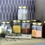 GlassWorld Hexagon Shape Glass 400ml Jar Storage Container with Golden Lids For Kitchen