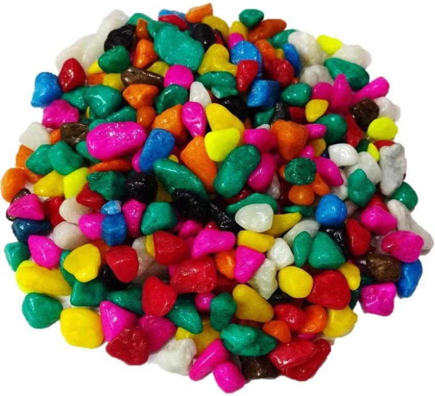 Glass World Colorful Aquarium Fish Tank Substrate Stone Pebbles (1 KG) for Garden/Plant/Home Decor - Image 1
