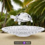 GlassWorld Jumbo Size Vastu Feng Shui Crystal 14inch Glass Tray with Big 7inch Turtle Tortoise for Good Luck for Office Home